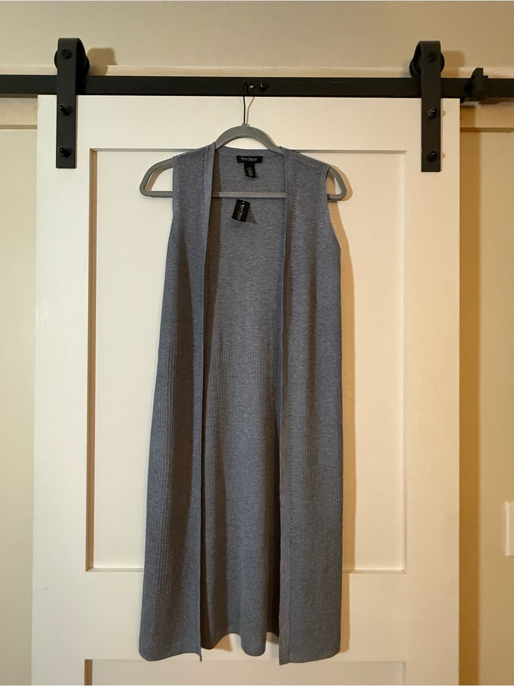 White House Black Market Women's Gray Open-Front Sweater Cardigan